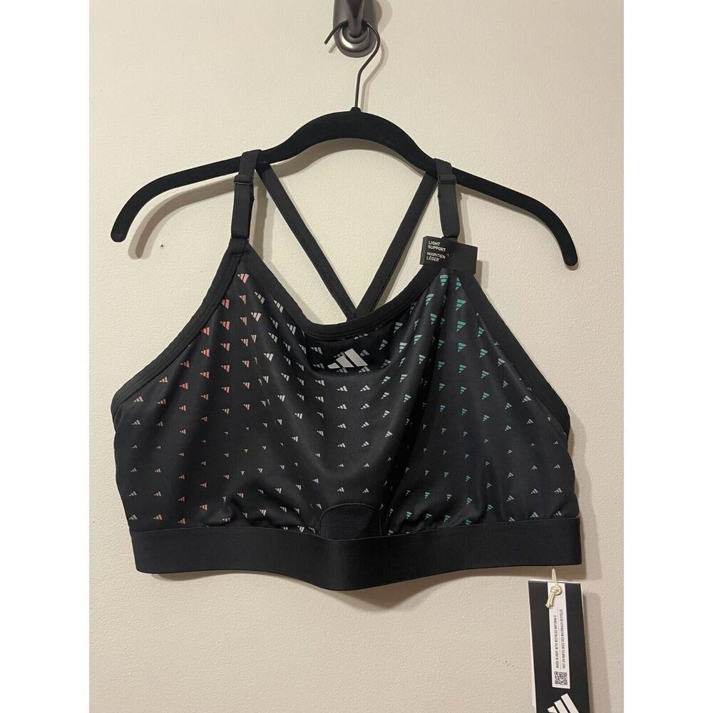 Adidas Womens Sports Training Bra Black Size 2X Aero React Light Support